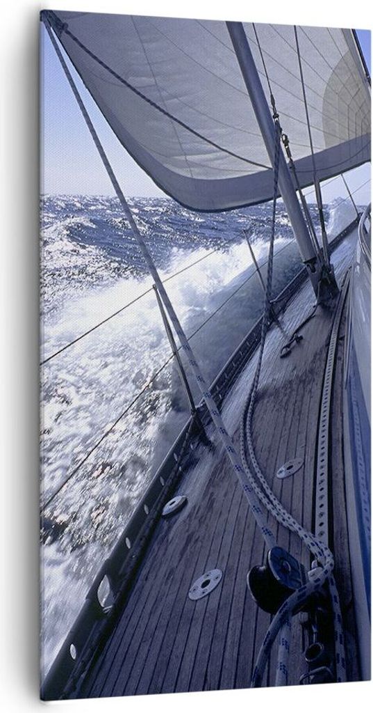 Bild auf Leinwand - Leinwandbild - Boot Ozean Reise Yacht - 65x120cm - Wand Bild - Wanddeko - Leinwanddruck - Bilder - Kunstdruck - Wanddekoration ...