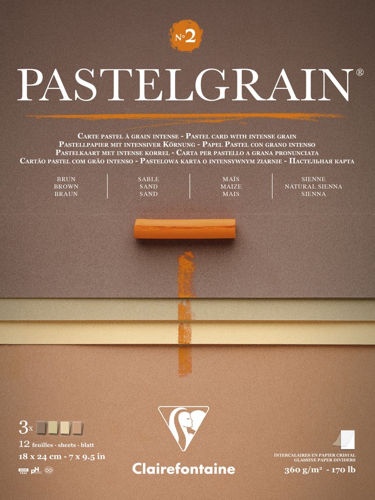 Clairefontaine Block PastelGrain n°2 18x24 cm 12 Blatt, 360g 976060C