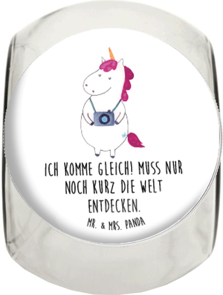 Mr. & Mrs. Panda Kaffeedose Einhorn Fotograf XL 2000ml - Weiß - Geschenk, Bonboniere, gewürzglas, Vorratsbehälter, aufbewahrungsglas, Einhörner...