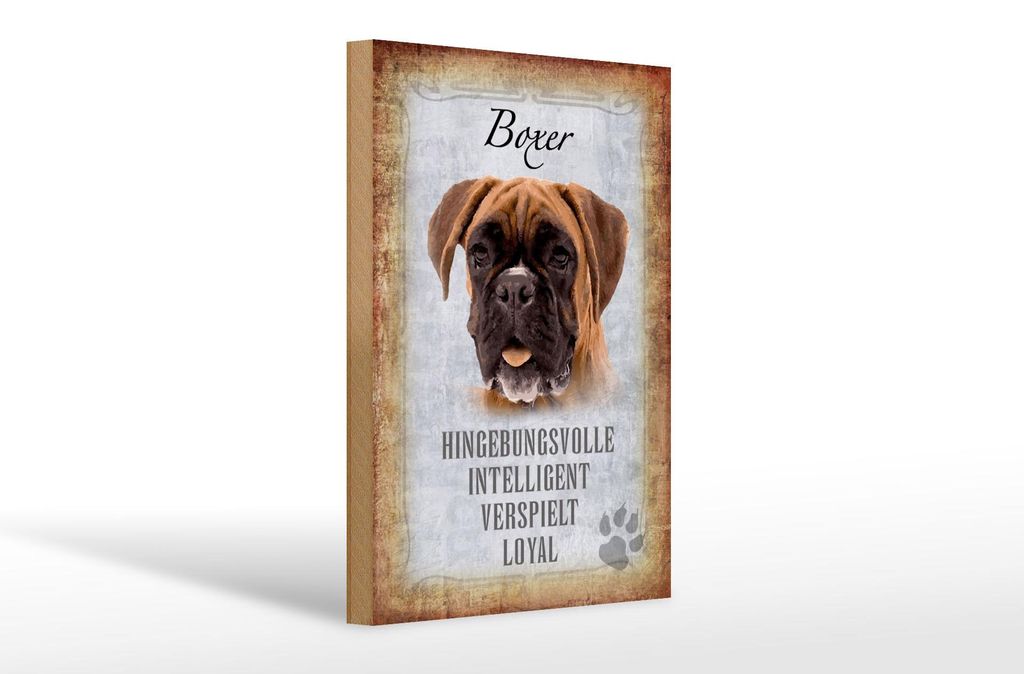 Holzschild Spruch 20x30cm Boxer Hund intelligent Schild
