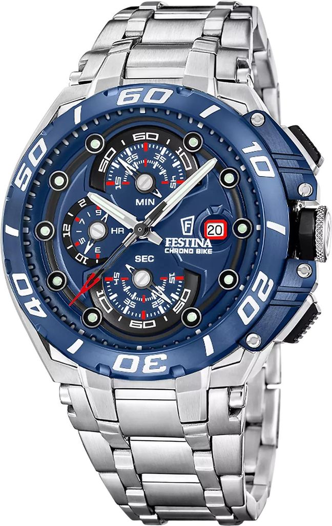 Festina F20754/4 Chrono Bike Chronograph Uhr Herrenuhr Edelstahl Chrono Datum silber