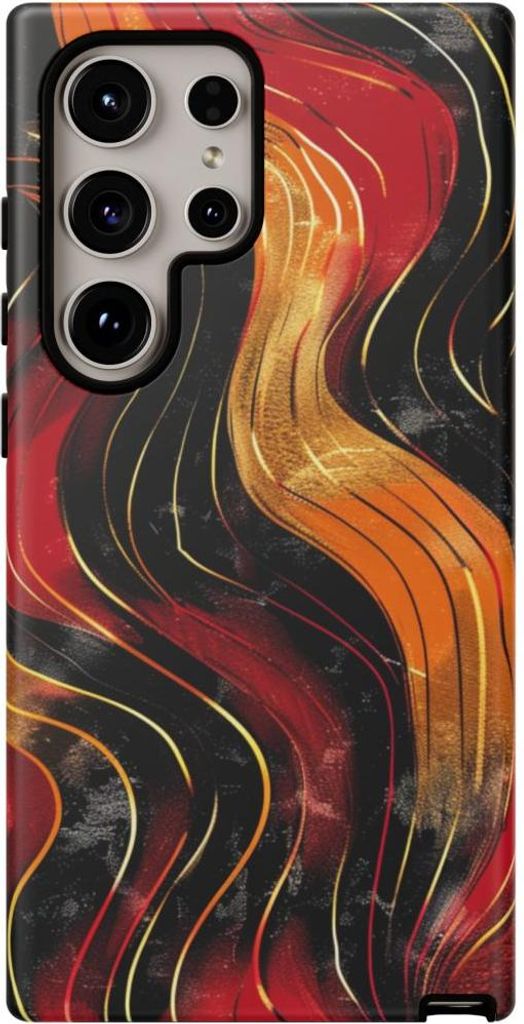 Abstraktes Wellenmuster in Rot und Orange – Hülle Kompatibel mit Samsung Galaxy S24 Ultra