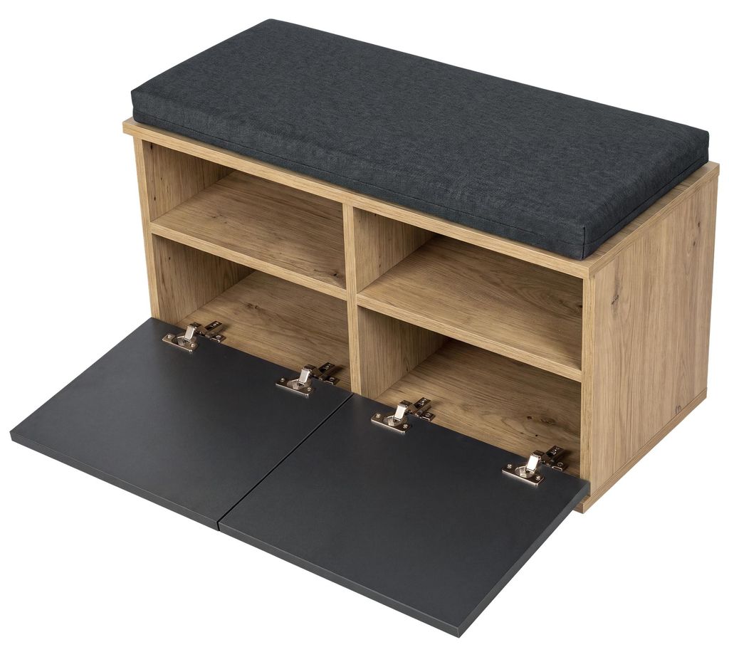 Schoenenkast 'Brande' met 4 vakken, 2 klepdeuren, 80 x 35 x Productafbeelding 