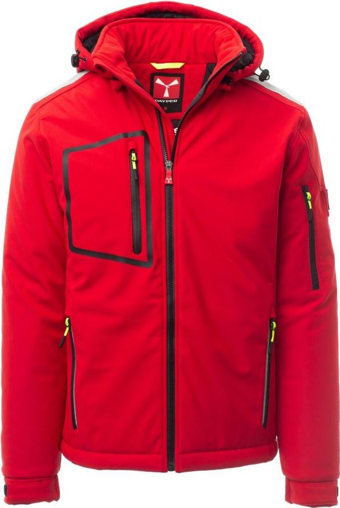 Herren Softshelljacke Gefüttert "STREAM PAD" - Payper Rot/Schwarz L