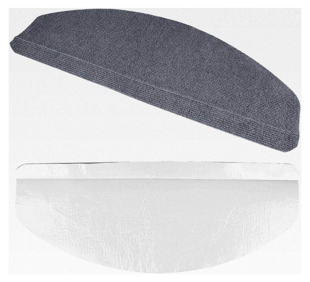 Halbrunde Stufenmatten 15 Stück, Selbstklebender Treppenteppich Maschinenwaschbar, 65 * 21 cm Trittfläche, Treppenschutz (Grau)