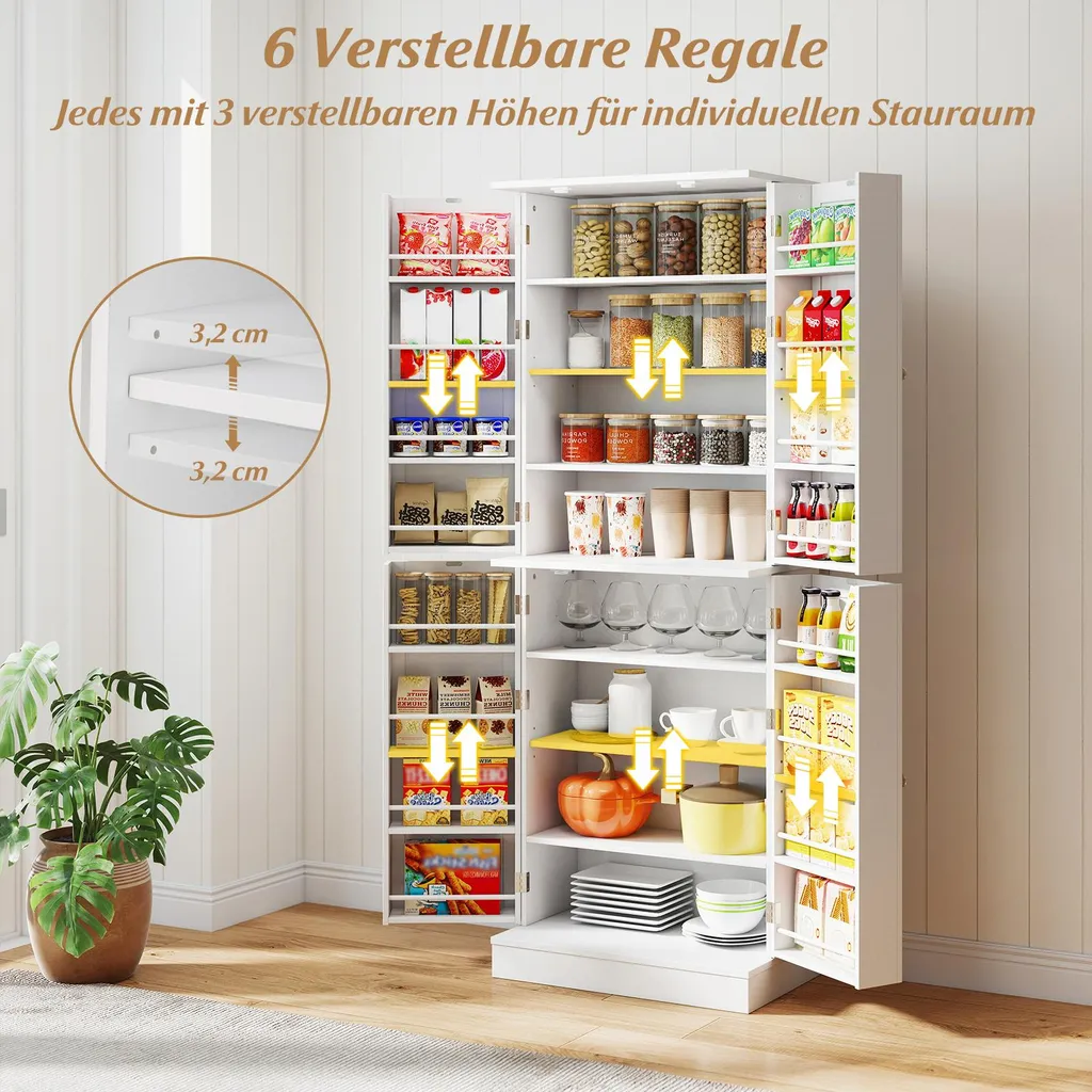 Buffet de cuisine blanc indépendant avec rangement modulable 170 cm