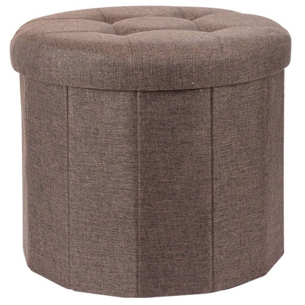Hocker mit gesteppter Sitzfläche OTTOMAN, Ø 45 x 39 cm, grau - Storagesolutions