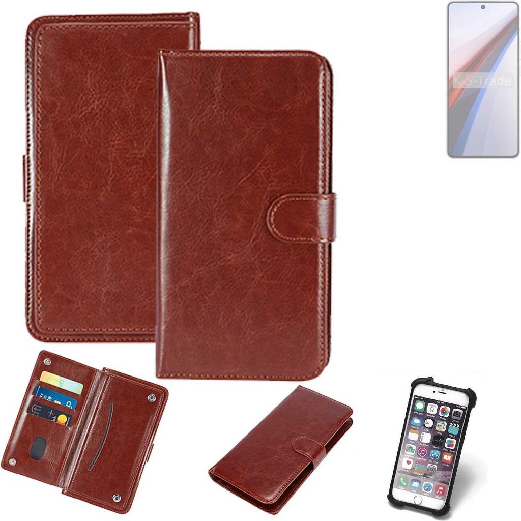 K-S-Trade 360° Hülle kompatibel mit Vivo IQOO 12 braun Kunstleder Case BookCase WalletCase Kunstlederederhülle Handyhülle, Rundumschutz Bumper