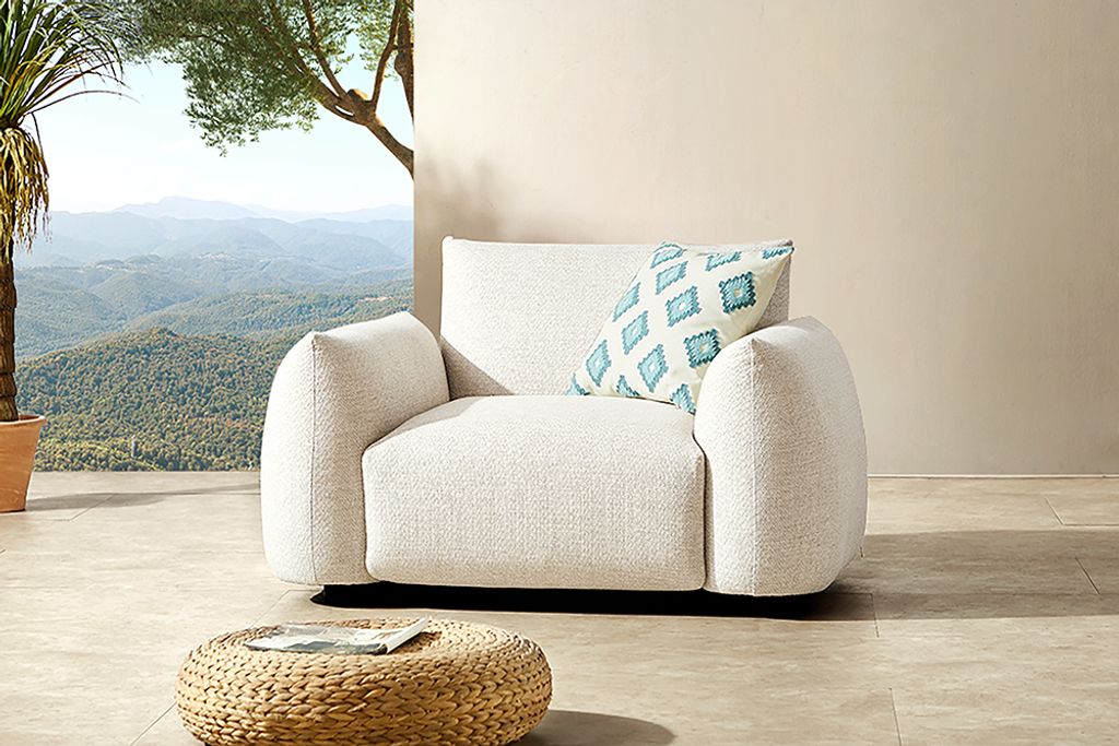 riess-ambiente Outdoor Gartensessel SEAHAWK creme Aluminium Olefin 1-Sitzer Sofa wetterfest