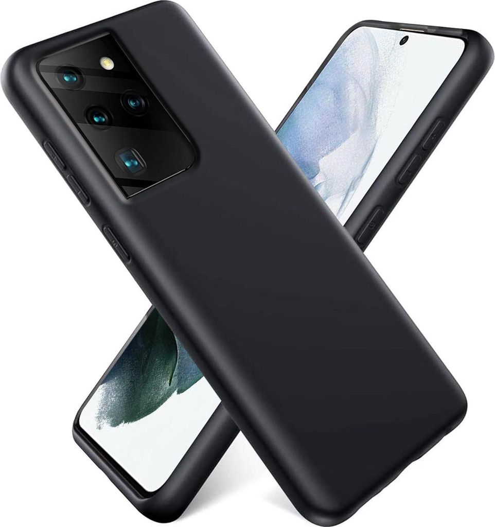 Hülle Samsung Galaxy S21 Ultra Handy Schutz Cover Silikon Gel Case Handyhülle Tasche, schwarz