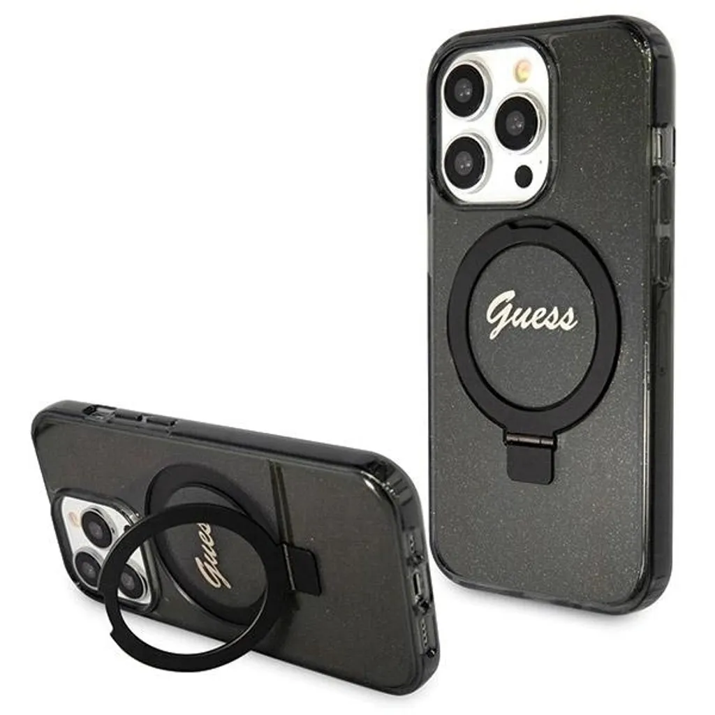 Cover Guess iPhone 13 Pro MagSafe Glitter Stand - Chic & Nero