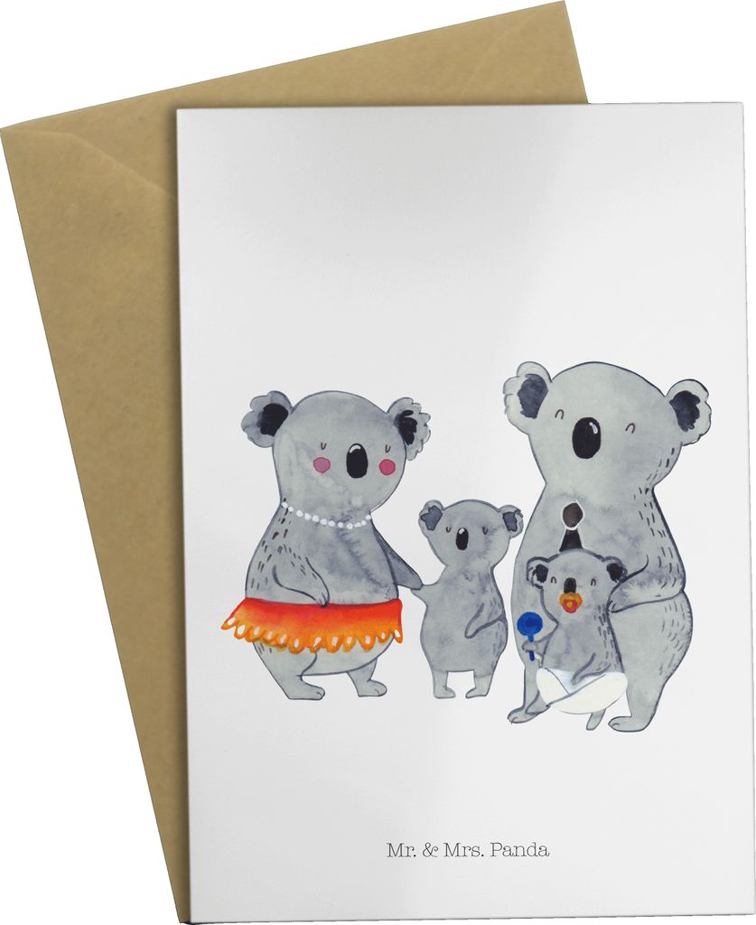 Mr. & Mrs. Panda Klappkarte Koala Familie - Weiß - Geschenk, Papa, osterkarte, Kinder, Muttertag, hochzeitskarten, Family, Grußkarten, einladungs...