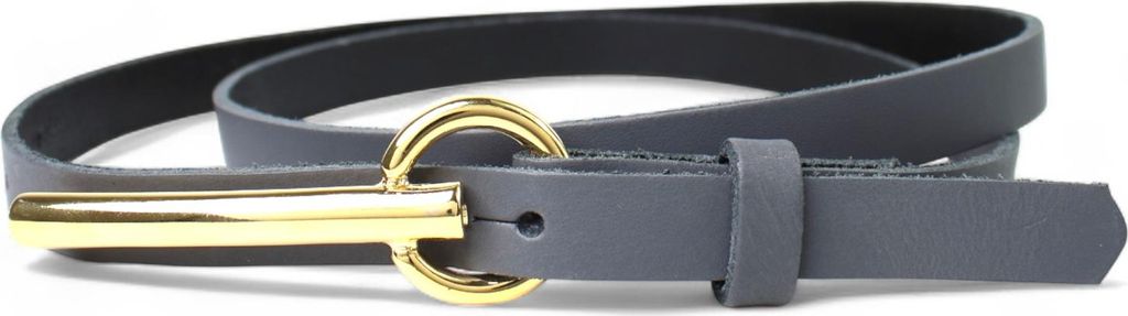 FRONHOFER schmaler Damen Ledergürtel 1,5 cm, lange goldene Gürtelschnalle, echt vergoldet