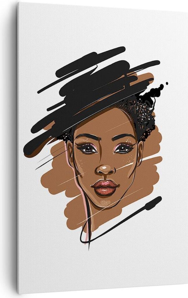 Bild auf Leinwand - Leinwandbild - Einteilig - Afrikanisch Modern Porträt - 80x120cm - Wand Bild - Wanddeko - Wandbilder - Leinwanddruck - Wanddek...