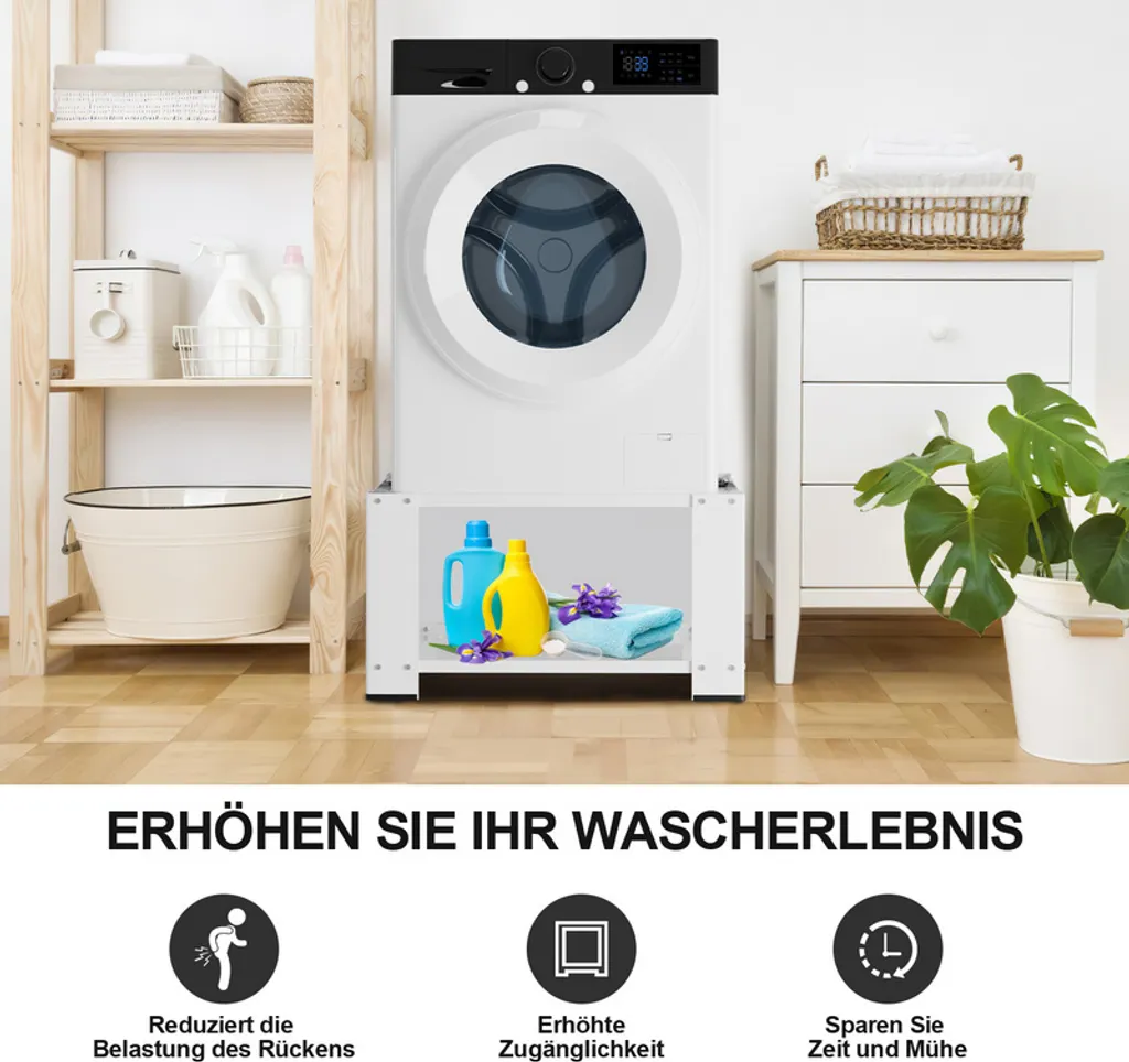 Socle Lave-linge 60x60cm Antivibration avec Structure Acier Renforcé