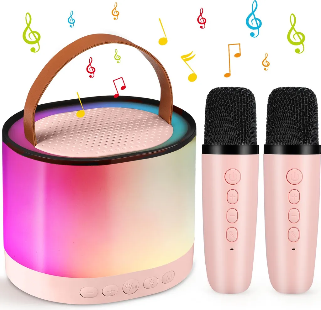 Machine à karaoké Bluetooth 5.3 avec 2 micros sans fil autonomie 8h - 5