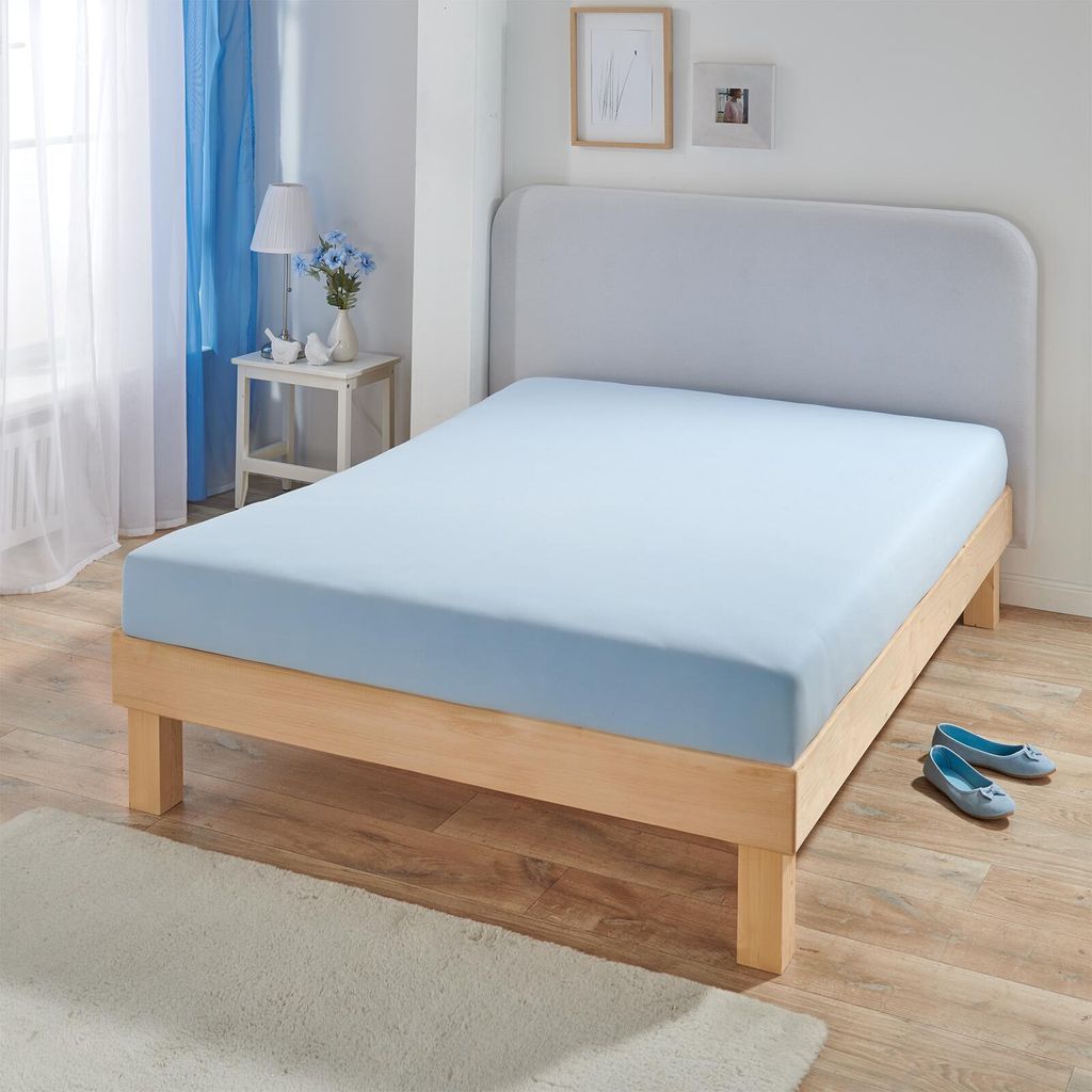 Bettwaren-Shop Jersey-Elasthan Spannbettlaken Multi-Stretch 220x220 cm hellblau