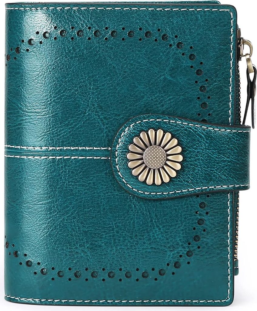 SENDEFN Damen Geldbörse aus weichem Echtleder, 16 Kartenfächer, kompaktes Portemonnaie mit RFID Blocker, elegantes Design für sicheren Schutz