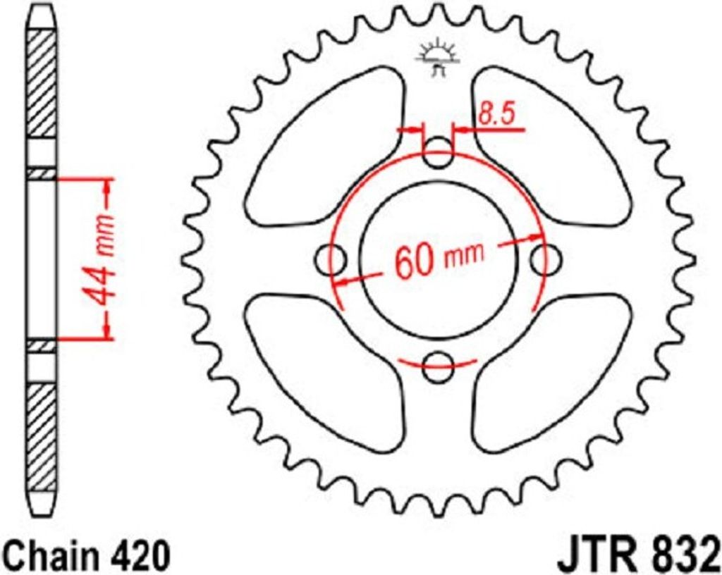 JTSPROCKETS Kettenrad JTR832.30 Hinten Kohlenstoffstahl