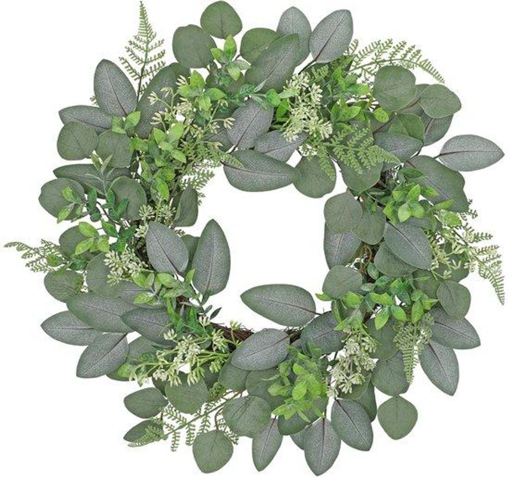 Kunstmatige Eucalyptus Krans 50cm, Grüne Wandkränze für den Eingang, Kunstmatige Pflanzen Dekorative Kränze für Sommer Dekoration