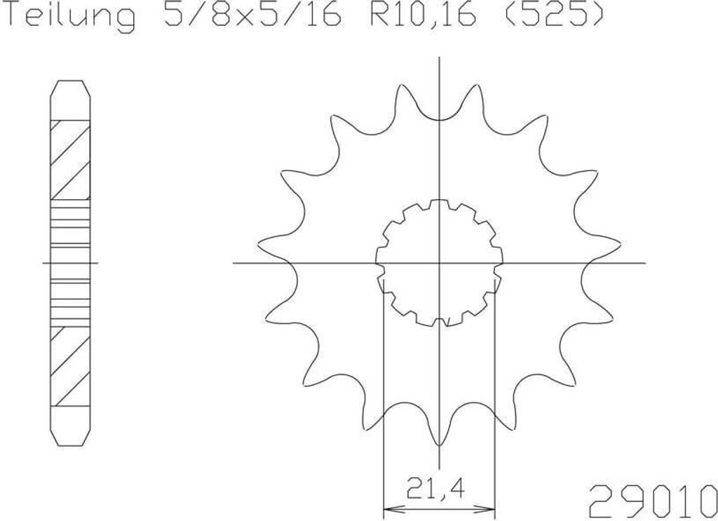 Ritzel 17 Zähne Stahl 525er Teilung (5/8x5/16), Sport