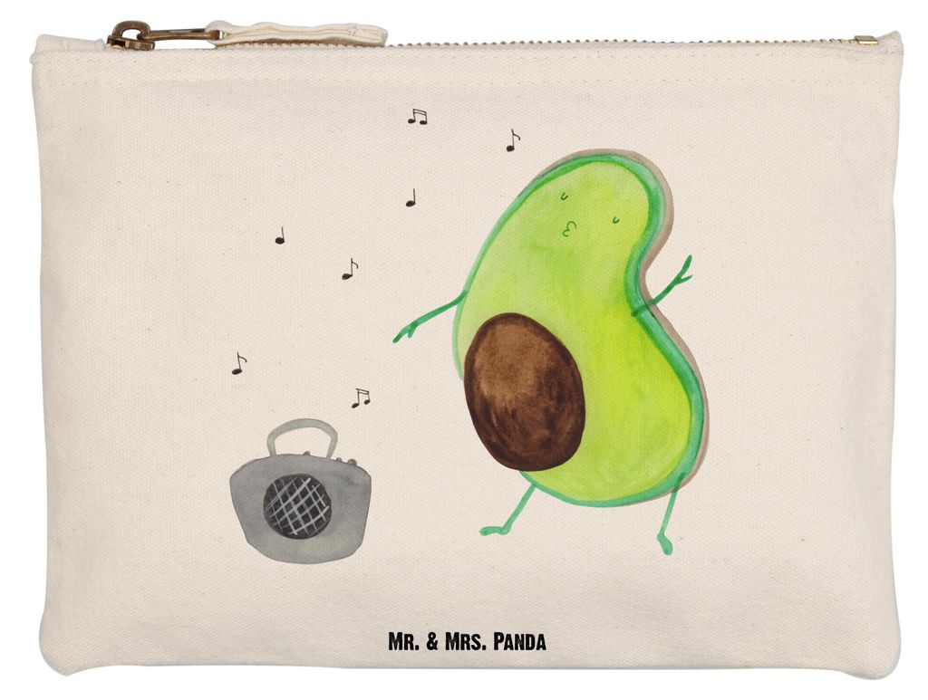 Mr. & Mrs. Panda Stoffbeutel Avocado Tanzen Grösse XL Große - Weiß - Geschenk, Kulturbeutel, Federtasche, Musik, Etui, Mäppchen, Party, Fröhli...