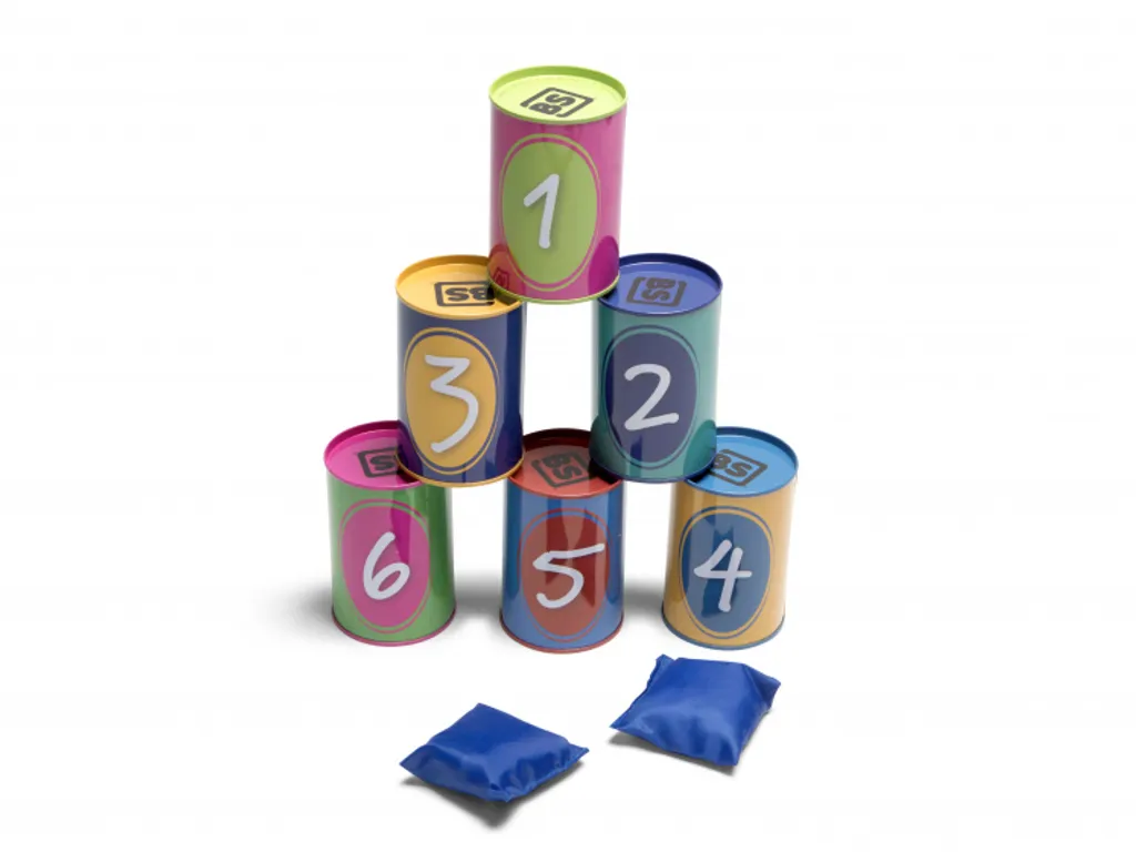 BS Toys Jet de boîtes Multicolores - Jeu de massacre 6 pièces 10x10x6 cm