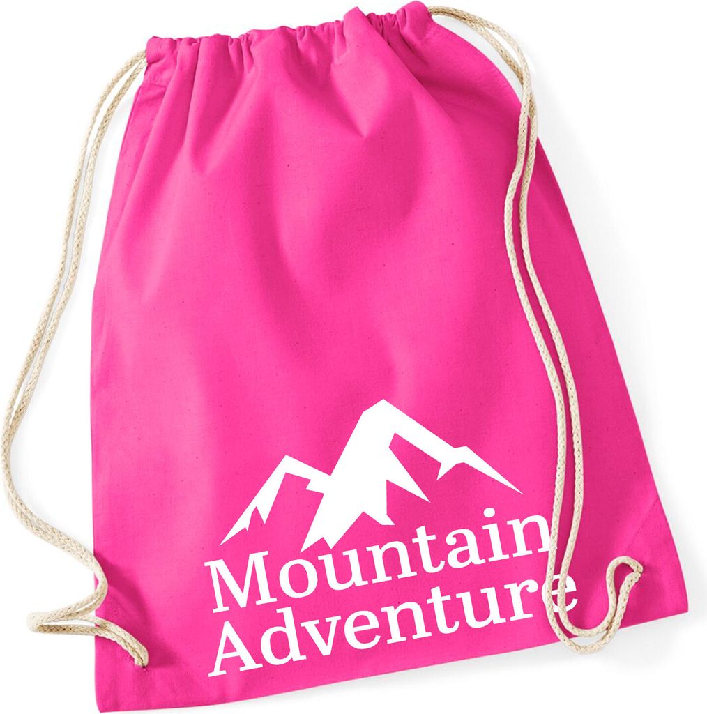 Huuraa Turnbeutel Mountain Adventure Berge 12 Liter Fuchsia Baumwolle Rucksack Geschenkidee