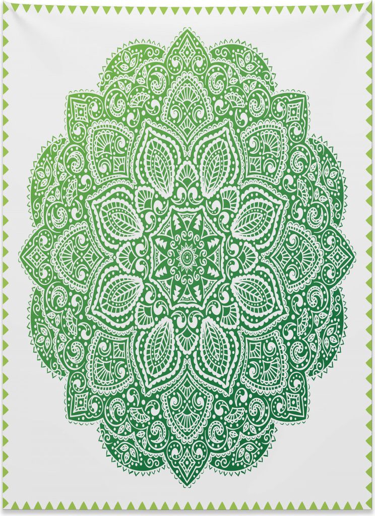 Abakuhaus Mandala Wandteppich, Kunstvolles florales Design aus Weiches Mikrofaser Stoff Kein Verblassen Klare Farben Waschbar, 110 x 150 cm, Apfelg...