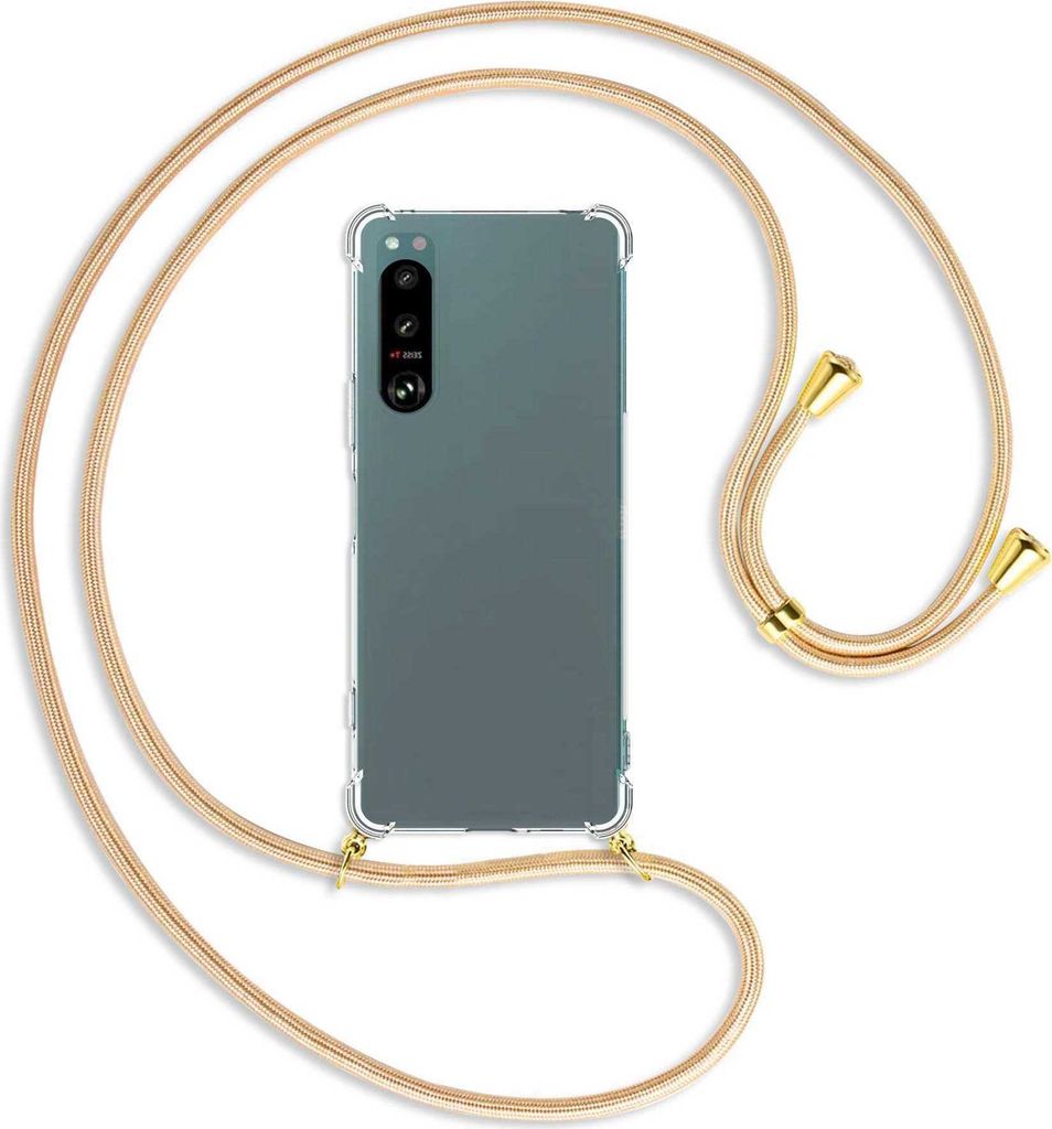 Handykette Backcover-Schutzhülle mit Band (Metall goldfarben) für Sony Xperia 5 IV (6.1'') - Goldkordel