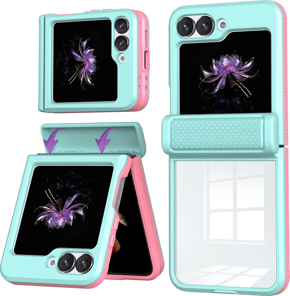 Custodia Samsung Z Flip 6 / Z Flip 7 FE Trasparente Azzurro Cerniera