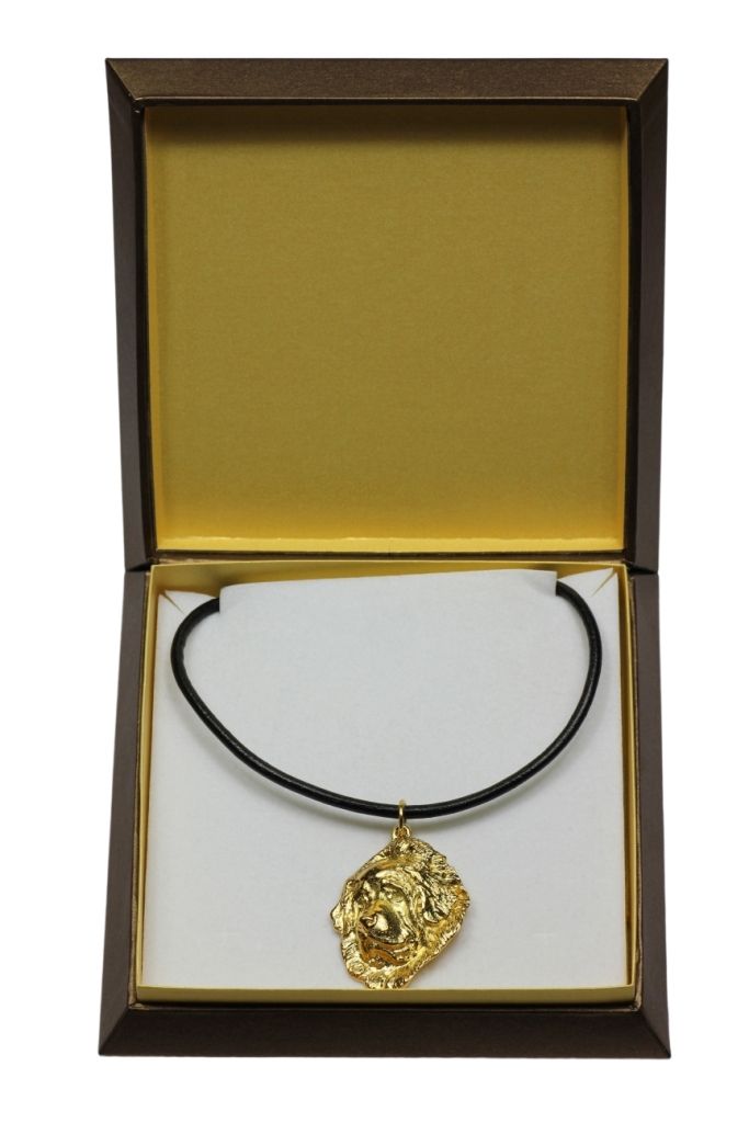 Do khyi, Tibetdogge, Tibetanische Dogge, Tibetmastiff - Hundehalsband in Geschenkbox, vergoldeter Anhänger für Hundefans, auffälliger Schmuck vo...
