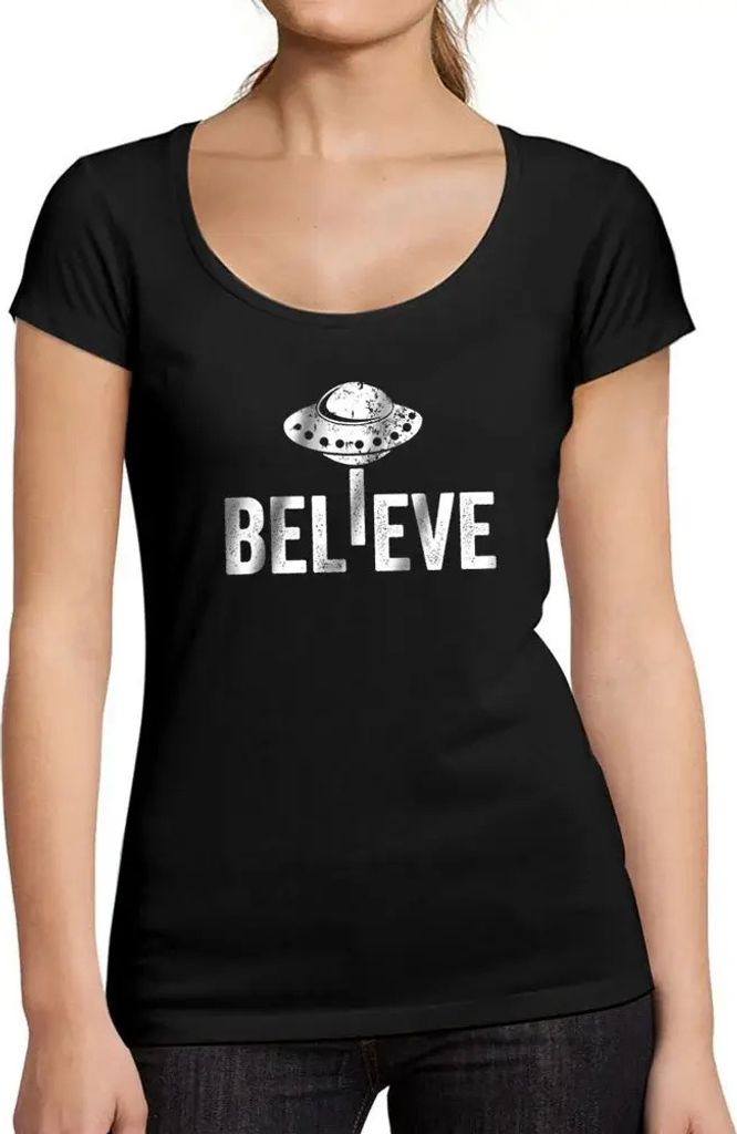 Damen Grafik T-Shirt Glaube ufo alien lustig – Believe Ufo Alien Funny – Öko-Verantwortlich Vintage Jahrgang Kurzarm Lustige Druck Geburtstag ...
