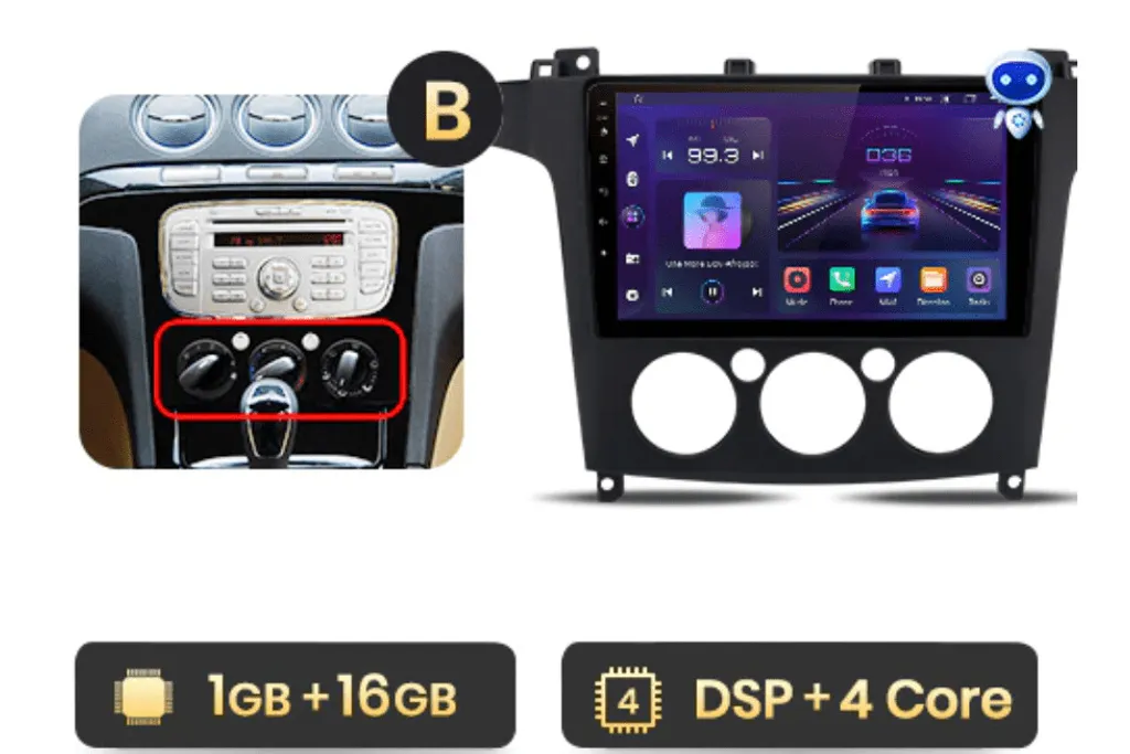 GPS Android Ford S-Max 2007-2008 : Autoradio Fluide 2Go+32Go avec Caméra - 2