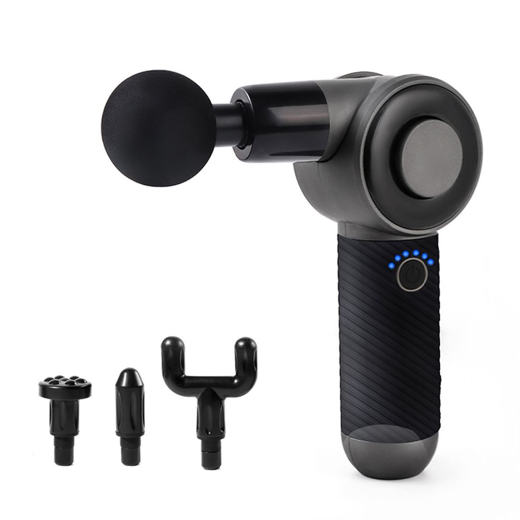 Massagepistole, Massage Gun,mit 4 Massageköpfen,3000RPM,Multi Speed Einstellung,In mehreren Winkeln einstellbar,grau