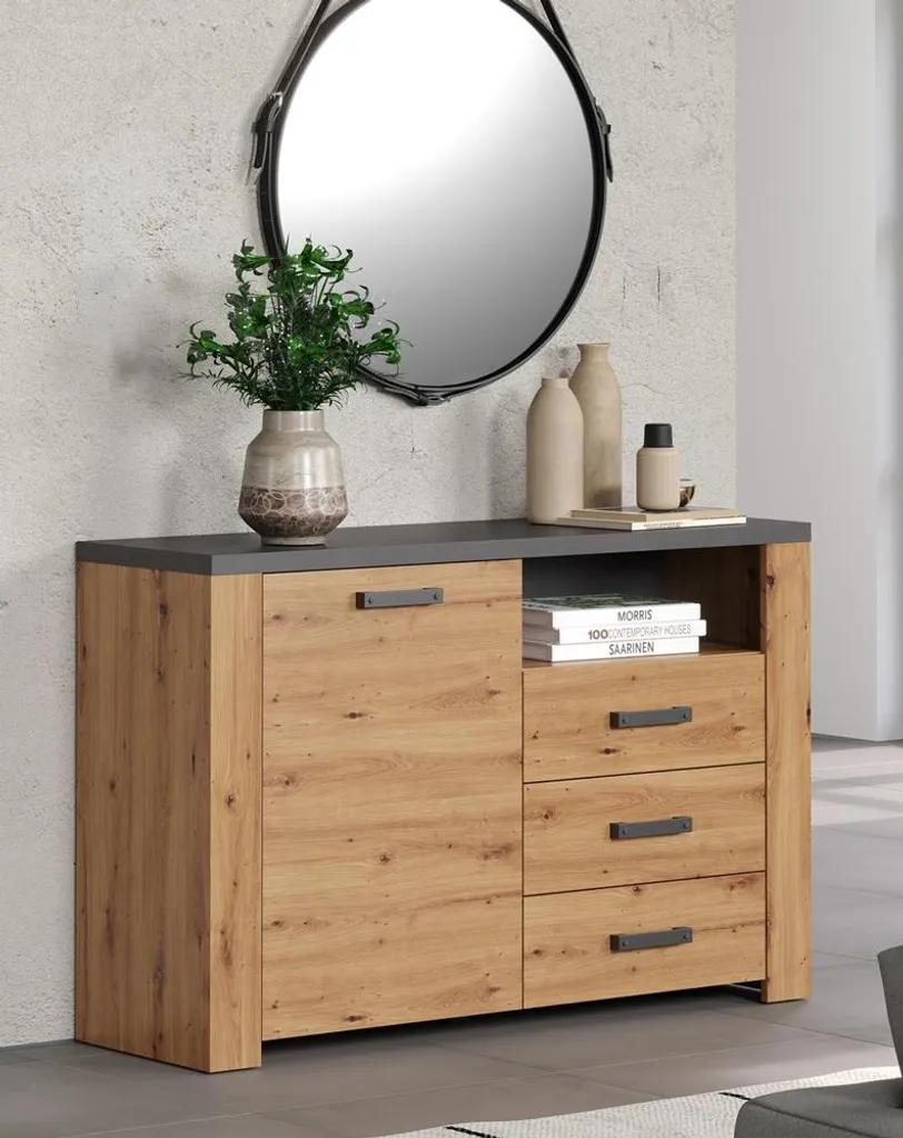 Buffet avec Finition ABS et Décor Chêne Artisan, Meuble Robuste Matera - 13