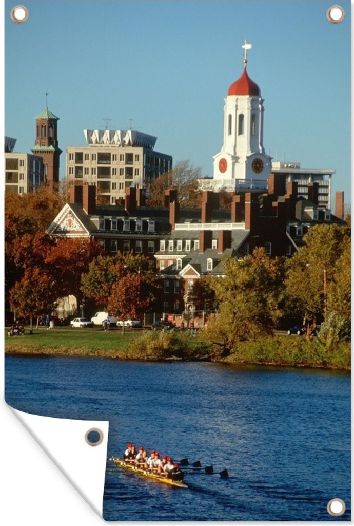 MuchoWow 60x90 cm Outdoor-Poster Gartendeko Sichtschutz Garten Poster für den Garten Ein Foto mit Blick auf die Harvard-Universität Cambridge