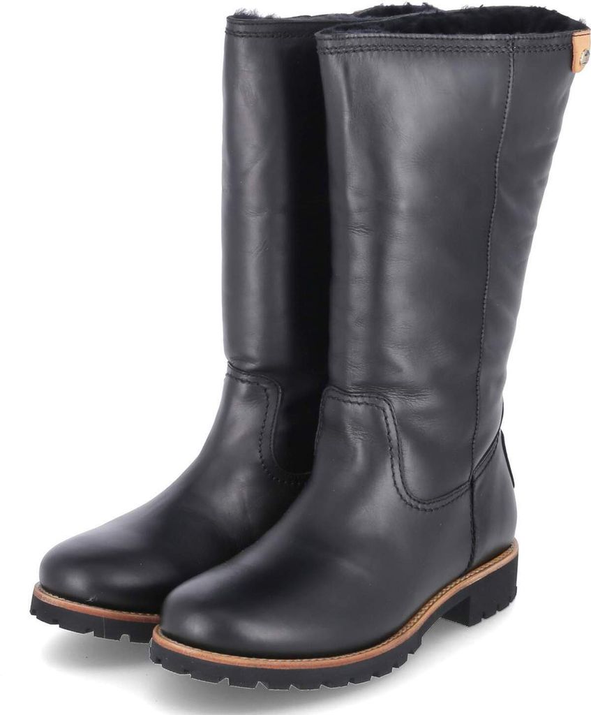Lammfell Damenstiefel GefÃ¼ttert Leder Schwarze Schuhe Damen