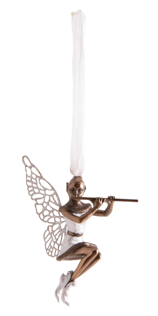 Figurine Elfe Ava avec ruban argenté - Décoration féerique de collection