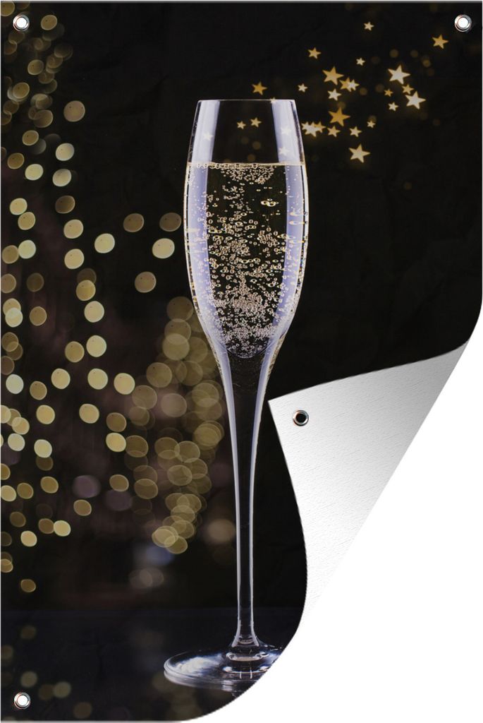 MuchoWow 60x90 cm Outdoor-Poster Gartendeko Sichtschutz Garten Poster für den Garten Glas mit Sekt