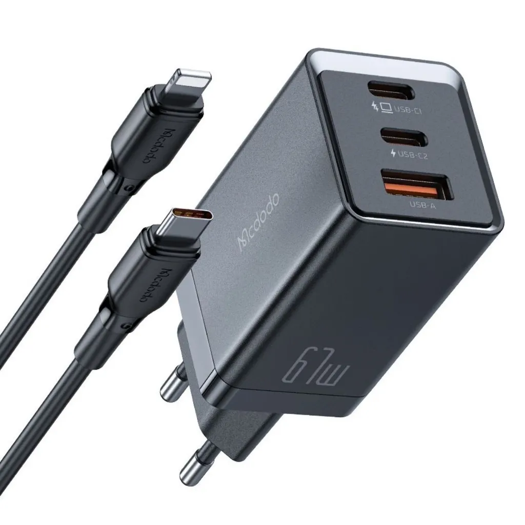 Chargeur Secteur Multi-Ports GaN 67W Compact pour Smartphone