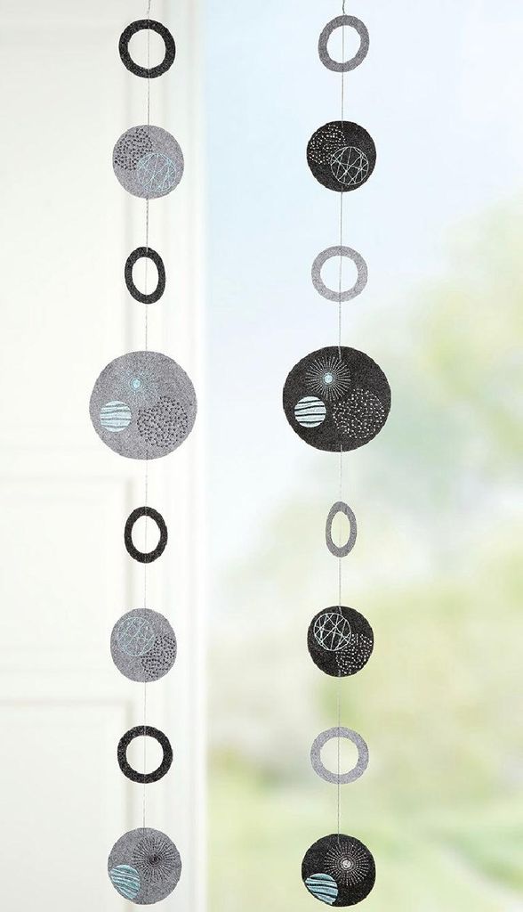 Gilde Girlande, "Universe", Filz, grau, B. 15 cm, H. 135 Produktbild 