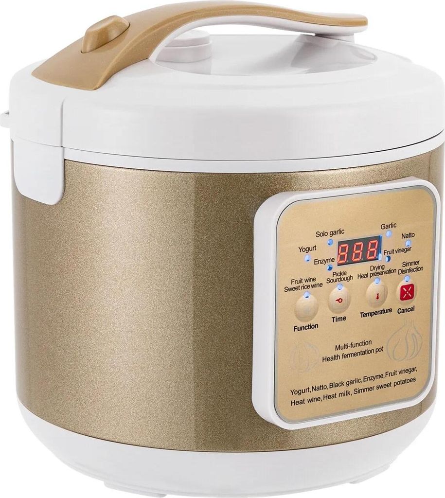 Fermenter für schwarzen Knoblauch - Automatisches Fermentationsgerät 6 L - Lebensmittelecht - Edelstahleinsatz - Einfache Bedienung - Gold