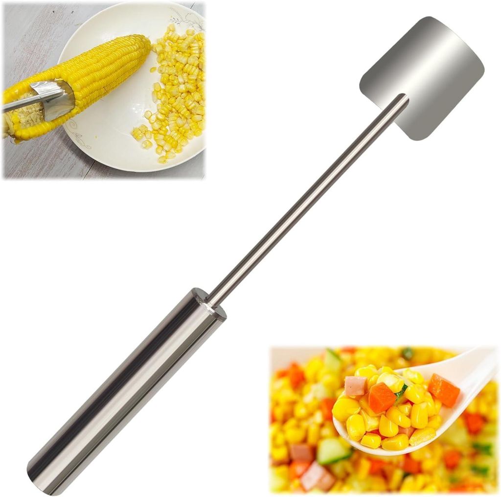 Maiskolben Schneider mit langem Griff, Edelstahl Mais Entkerner, ideal für Grillen, BBQ, Camping & Outdoor Küche