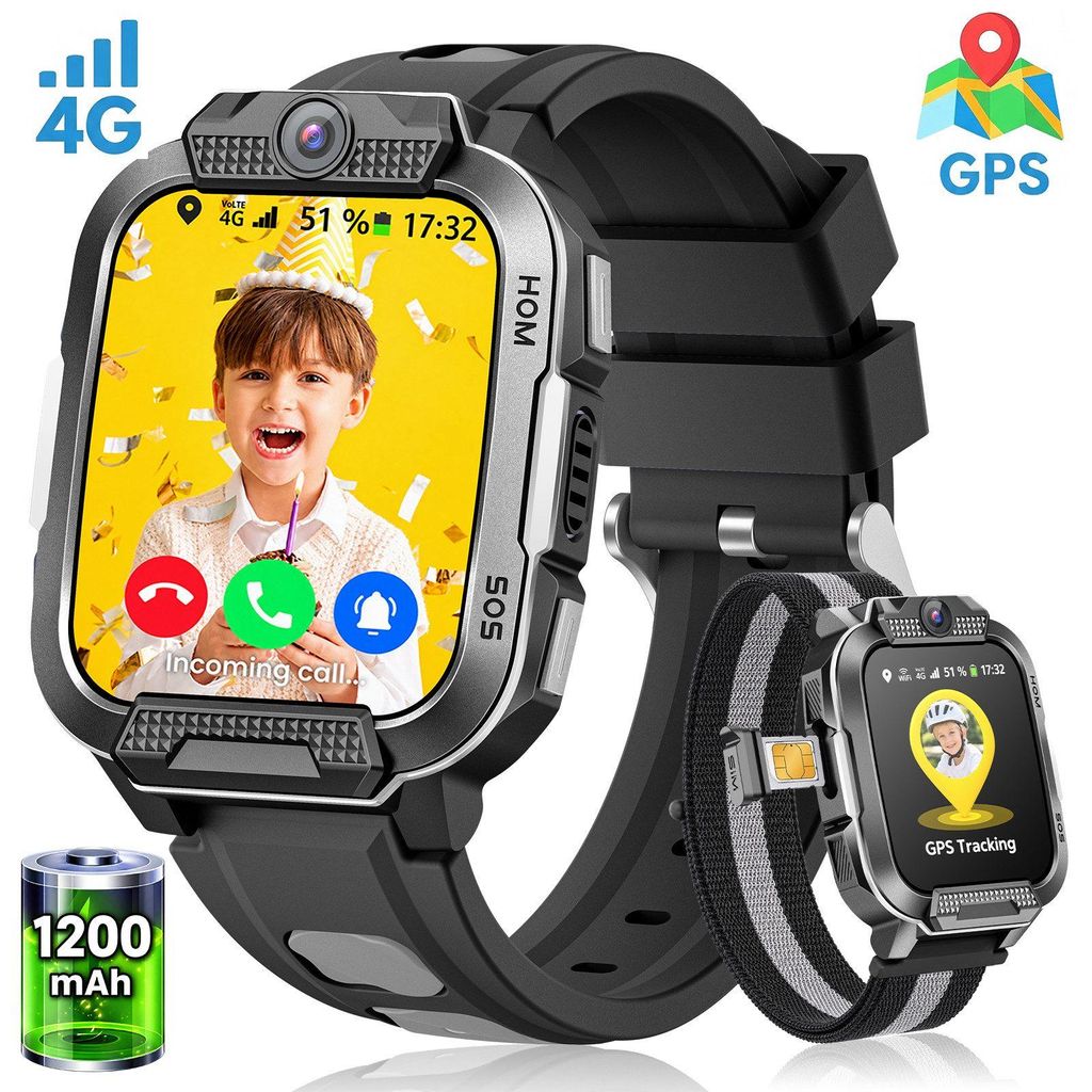2026 4G Kinder Smartwatch mit GPS Telefon Video SOS für Produktbild 