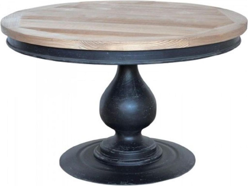 Casa Padrino Landhausstil Esstisch Naturfarben / Antik Schwarz Ø 130 x H. 78 cm - Runder Küchentisch mit Massivholz Tischplatte - Landhausstil Es...