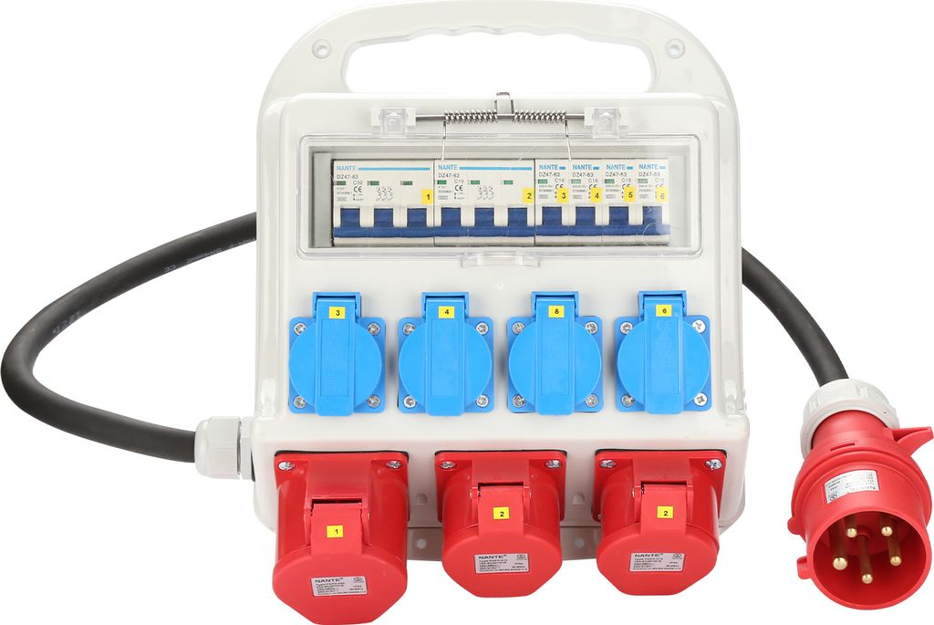 Jopassy Stromverteiler Verteiler Baustromverteiler 2 x CEE 16A 400V +1 x CEE 32A 400 V +4 x 230V Schutzkontaktsteckdosen Wandverteiler mit Leitung