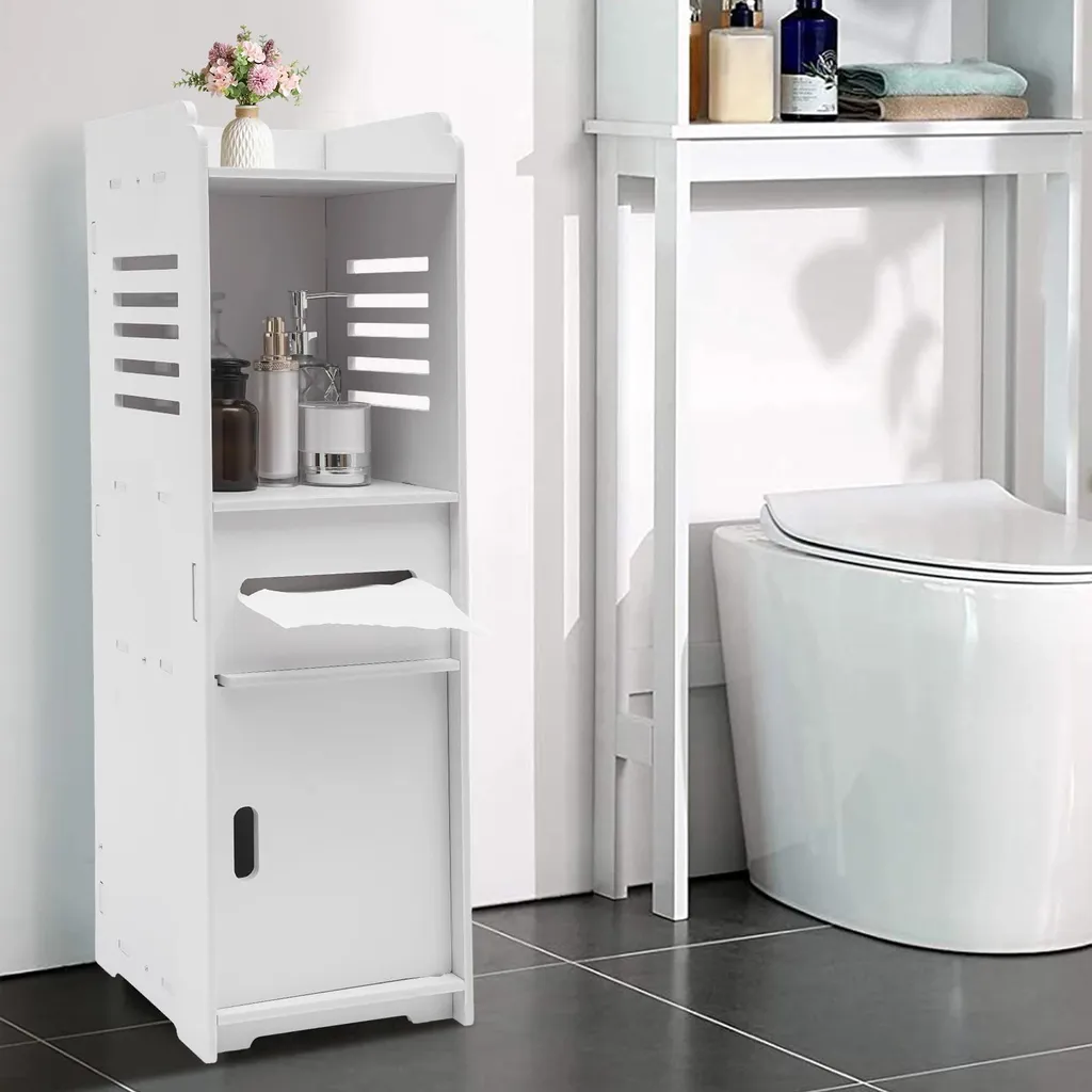 Meuble de rangement anti-humidité pour salle de bain blanc compact