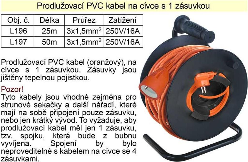 Prodlužovací kabel 50 m na cívce 1 zásuvka Obrázek produktu 