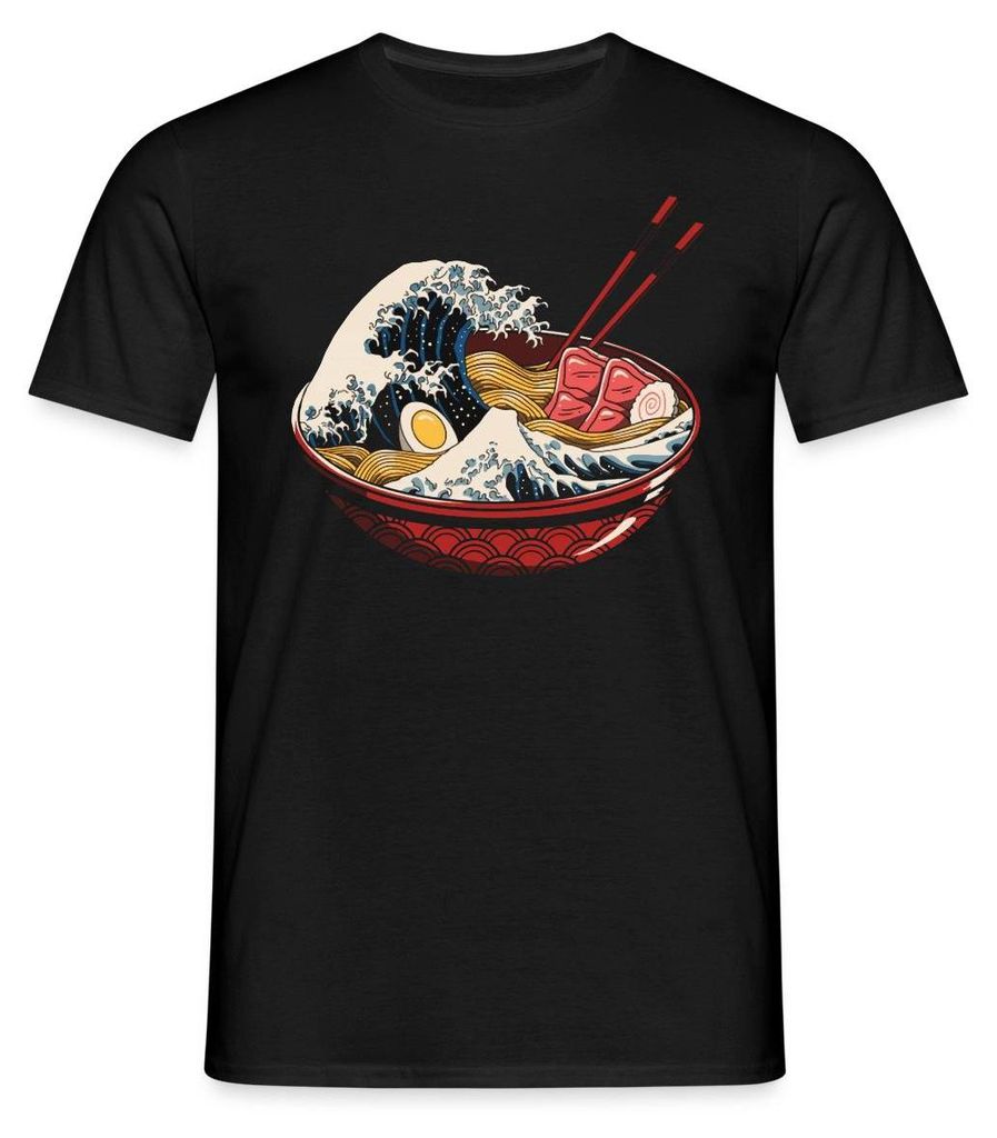 Spreadshirt Retro Ramen Welle Japanisch Männer T-Shirt, XXL, Schwarz